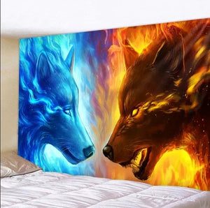 Background Assorted Wolf Wall Hangings - Tapestry Home Decor