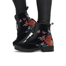 Load image into Gallery viewer, Womens Lovely Floral Design Printed Lace-Up Boots