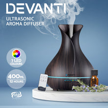 Load image into Gallery viewer, Devanti Aroma Diffuser Aromatherapy Dark Wood 400ml