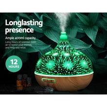 Load image into Gallery viewer, Devanti Aroma Diffuser Aromatherapy 3D Glass 400ml