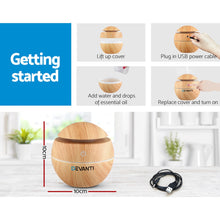 Load image into Gallery viewer, Devanti Aroma Diffuser Aromatherapy Light Wood 130ml