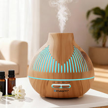 Load image into Gallery viewer, Devanti Ultrasonic Aroma Diffuser Aromatherapy 400ml LED Lights Iron Humidifier Forest Light wood grain