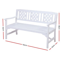 Load image into Gallery viewer, Gardeon Outdoor Garden Bench Wooden Chair 3 Seat Patio Furniture Lounge White