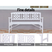 Load image into Gallery viewer, Gardeon Outdoor Garden Bench Wooden Chair 3 Seat Patio Furniture Lounge White
