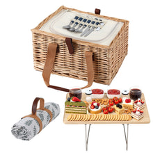 Load image into Gallery viewer, Alfresco 2 Person Picnic Basket Set with Table Blanket Cooler Wooden Insulated