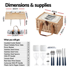 Load image into Gallery viewer, Alfresco 2 Person Picnic Basket Set with Table Blanket Cooler Wooden Insulated
