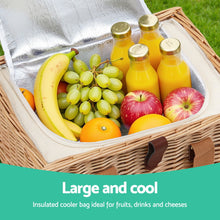 Load image into Gallery viewer, Alfresco 2 Person Picnic Basket Set with Table Blanket Cooler Wooden Insulated