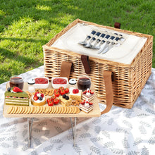 Load image into Gallery viewer, Alfresco 2 Person Picnic Basket Set with Table Blanket Cooler Wooden Insulated