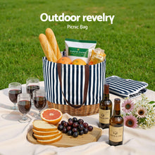 Load image into Gallery viewer, Alfresco 4 Person Picnic Basket Bag Set Wooden Blanket Cooler Outdoor Insulated