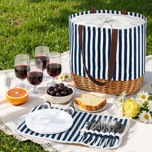 Load image into Gallery viewer, Alfresco 4 Person Picnic Basket Bag Set Wooden Blanket Cooler Outdoor Insulated