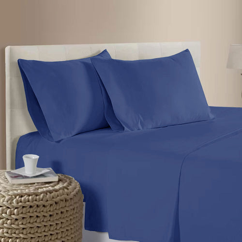 400TC Bamboo Cotton Sheet Set - Blue - QUEEN SIZE