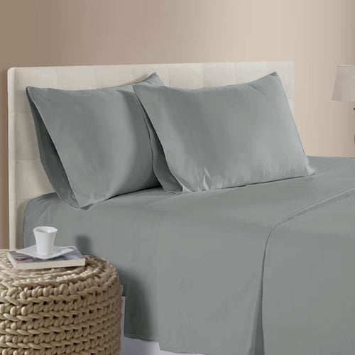 400TC Bamboo Cotton Sheet Set - Grey - QUEEN SIZE