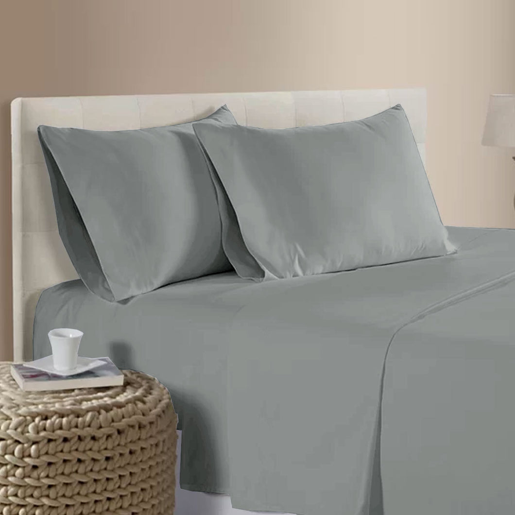 400TC Bamboo Cotton Sheet Set - Grey - QUEEN SIZE