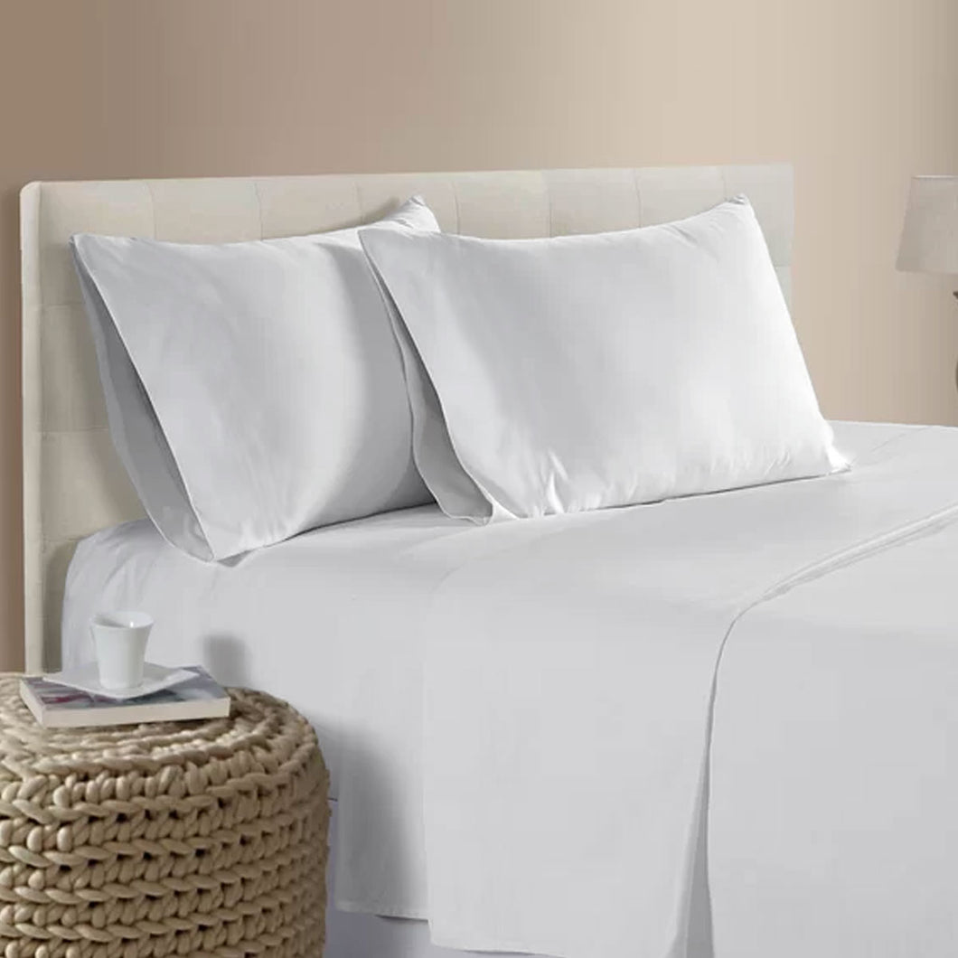 400TC Bamboo Cotton Sheet Set - White - QUEEN SIZE