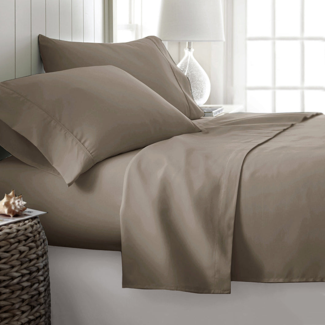 400TC Cotton Sateen Sheet Set - KING SIZE - Mocha