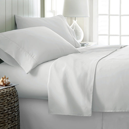 400TC Cotton Sateen Sheet Set - KING SIZE - White