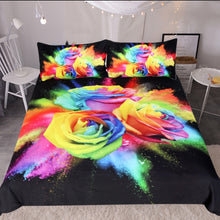 Laden Sie das Bild in den Galerie-Viewer, Luxury Rainbow Rose Printed Bedding Set