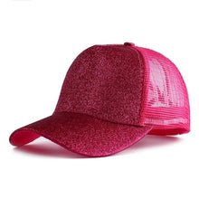 Cargar imagen en el visor de la galería, Ladies Glitter Ponytail Snapback Baseball Cap