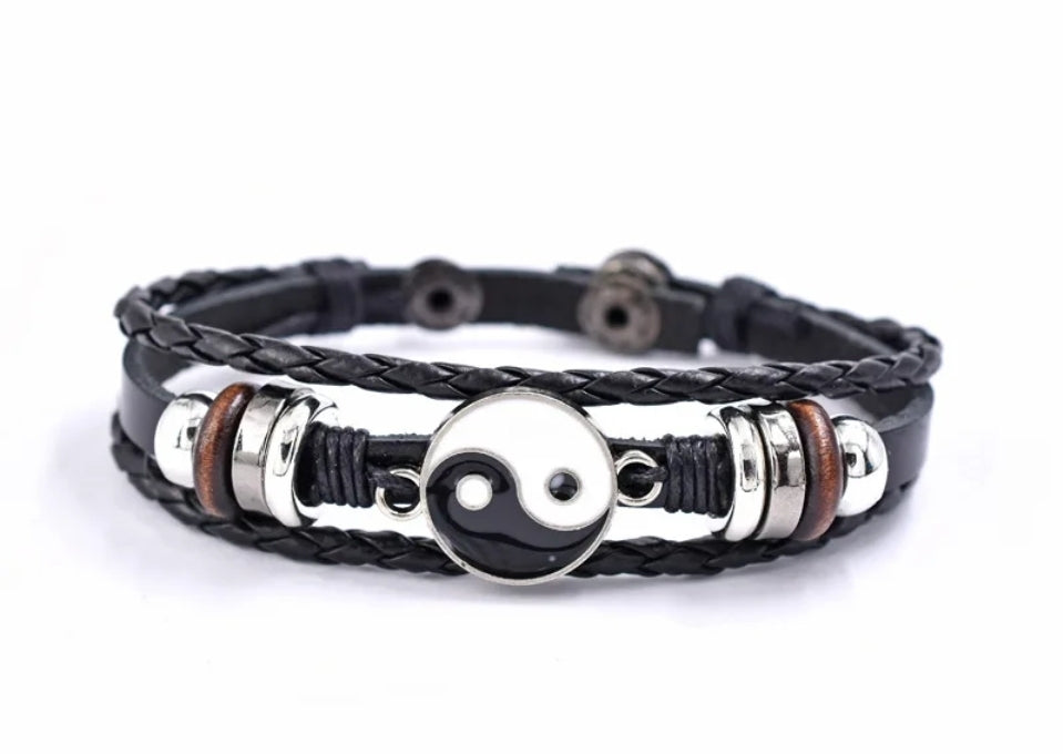 Funky Adjustable Leather Fashion ☯️ Yin Yang Bracelets