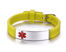 Load image into Gallery viewer, Personalized Assorted Coloured Medical Alert ID Bracelets for Kids and Adults