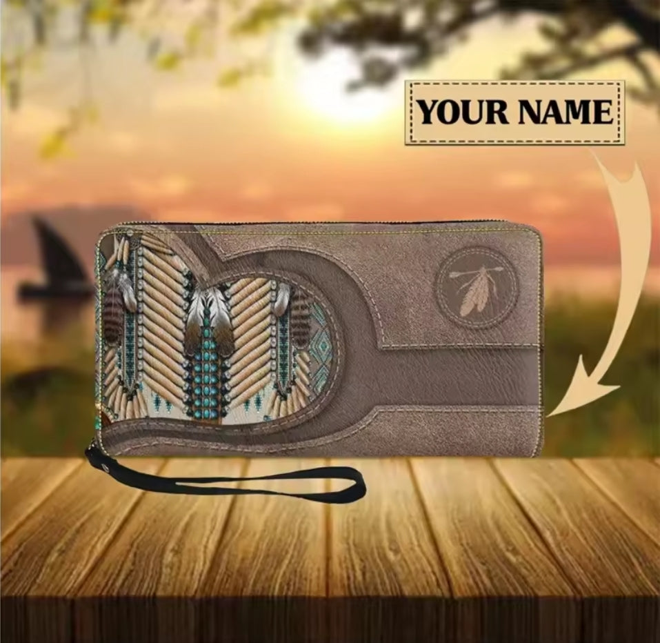 Womens Long Clutch/Purse/Wallet - Personalised Owl Print