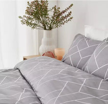 Load image into Gallery viewer, Queen Bed Geometric Quilt Cover Set - Grey
