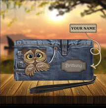 Load image into Gallery viewer, Womens Long Clutch/Purse/Wallet - Personalised Owl Print