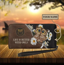 Load image into Gallery viewer, Womens Long Clutch/Purse/Wallet - Personalised Owl Print