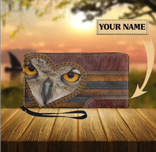 Load image into Gallery viewer, Womens Long Clutch/Purse/Wallet - Personalised Owl Print