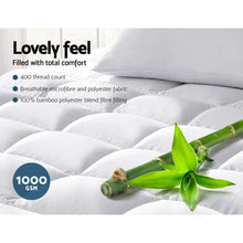Load image into Gallery viewer, Giselle Bedding 5cm Bamboo Pillowtop Mattress Topper 1000GSM Mattress Pad for Back Pain Relief Washable Breathable Protector with 45cm Deep Pocket Queen