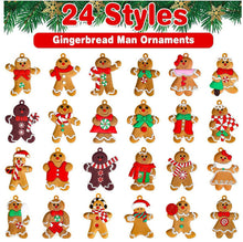 Load image into Gallery viewer, 24pcs Christmas Ornaments Cute Snowman Xmas Tree Decorations Santa Claus Plastic Figurines Ornaments with Sugar Cookie House for Christmas Tree Hanging Party DIY Decor 3 Inch Tall