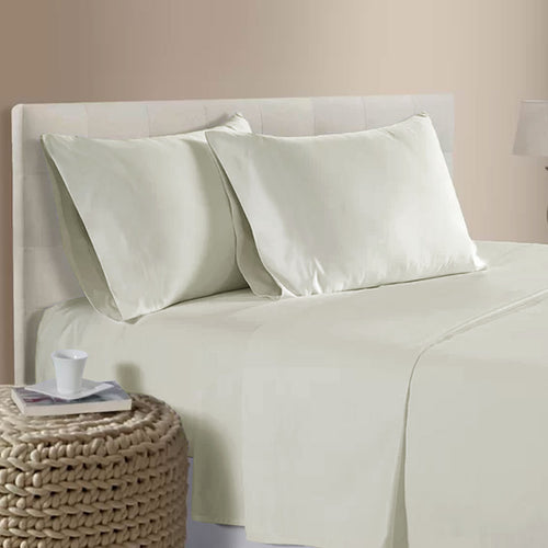 400TC Bamboo Cotton Sheet Set - Ivory - QUEEN SIZE