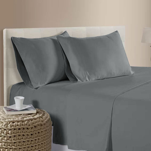400TC Bamboo Cotton Sheet Set - Pewter - QUEEN SIZE