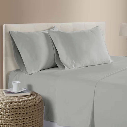 400TC Bamboo Cotton Sheet Set - Silver - QUEEN SIZE