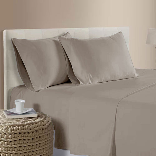 400TC Bamboo Cotton Sheet Set - Tan - QUEEN SIZE