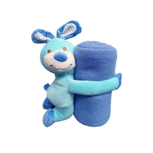 Load image into Gallery viewer, Baby Blue Blanket with Toy Bunny