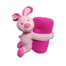 Load image into Gallery viewer, Baby Pink Blanket with Toy Bunny
