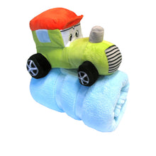 Load image into Gallery viewer, Baby Blue Blanket with Toy Tractor