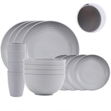 Load image into Gallery viewer, 16pcs Wheat Straw Plates Bowls Cups Set Outdoor Tableware Set