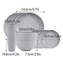 Load image into Gallery viewer, 16pcs Wheat Straw Plates Bowls Cups Set Outdoor Tableware Set
