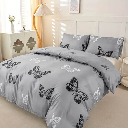 Dreamfields - Mono Papilio Quilt Cover Set - (3pcs, Queen Size)