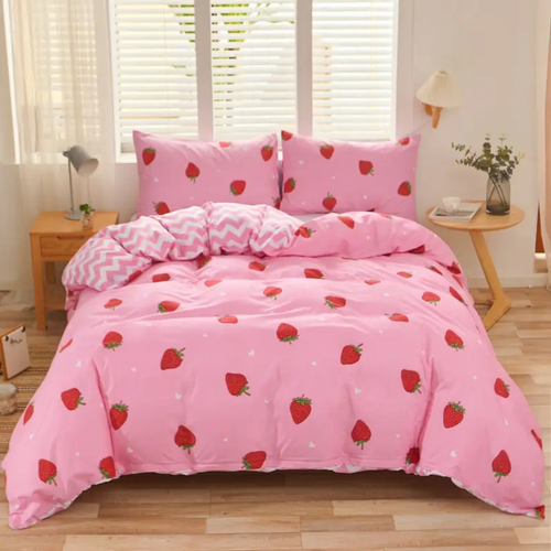 Dreamfields - Strawberry Dream Quilt Cover Set - (2pcs, Single Size)