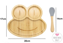 Load image into Gallery viewer, Bamboo Kids Children Baby Plate Bowl &amp; Silicon Suction Cap Base &amp; Spoon - Frog