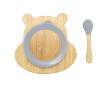 Load image into Gallery viewer, Bamboo Kids Children Baby Plate Bowl &amp; Silicon Suction Cap Base &amp; Spoon - Hippo