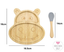 Load image into Gallery viewer, Bamboo Kids Children Baby Plate Bowl &amp; Silicon Suction Cap Base &amp; Spoon - Hippo