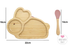 Load image into Gallery viewer, Bamboo Kids Children Baby Plate Bowl &amp; Silicon Suction Cap Base &amp; Spoon - Rabbit