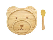 Load image into Gallery viewer, Bamboo Kid Child Baby Plate Bowl &amp; Silicon Suction Cap Base &amp; Spoon - Teddy Bear