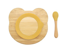 Load image into Gallery viewer, Bamboo Kid Child Baby Plate Bowl &amp; Silicon Suction Cap Base &amp; Spoon - Teddy Bear