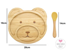 Load image into Gallery viewer, Bamboo Kid Child Baby Plate Bowl &amp; Silicon Suction Cap Base &amp; Spoon - Teddy Bear