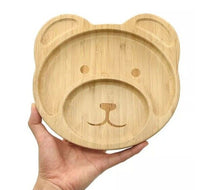 Load image into Gallery viewer, Bamboo Kid Child Baby Plate Bowl &amp; Silicon Suction Cap Base &amp; Spoon - Teddy Bear